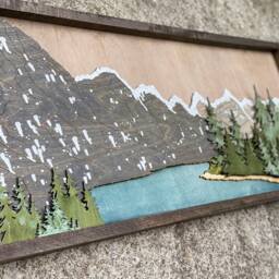 Lake Moraine Wood Art 3D Mountain Landscape Wall Decor - thumbnail 2