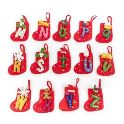 Mini Alphabet Stockings - Handmade Christmas Fairtrade Sustainable Ecofriendly Biodegradable Decoration Stocking - thumbnail 3