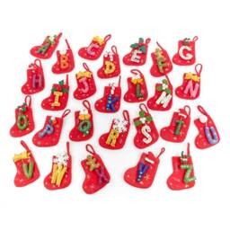 Mini Alphabet Stockings - Handmade Christmas Fairtrade Sustainable Ecofriendly Biodegradable Decoration Stocking - thumbnail 2
