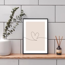 Mink, Beige Living Room Print Abstract Heart Bedroom Wall Art, Modern Print, Poster, Contemporary Art - thumbnail 3