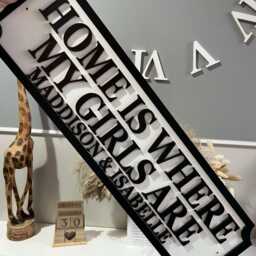Home Is Where My Girls Are - Street Sign 3D Look Personalised Wall Mdf Decor Gift Upto 12 Names Laser Cut Home - thumbnail 4