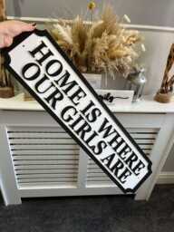 Home Is Where My Girls Are - Street Sign 3D Look Personalised Wall Mdf Decor Gift Upto 12 Names Laser Cut Home - thumbnail 1