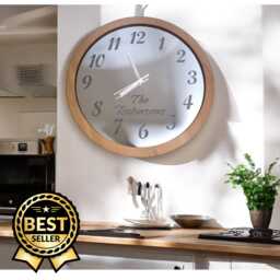 Wood & Mirror Round Clock Silent Sweep, Custom Finish - thumbnail 2