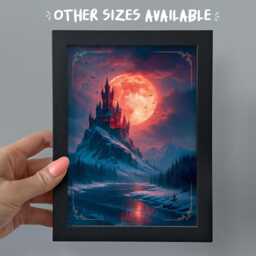 Framed Dracula Castle Painting, Gothic Vampire Bookshelf Decor, Dark Love Tale Gift - thumbnail 1