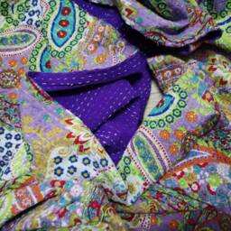 Handmade Paisley Kantha Quilt Indian Cotton Bedspread - thumbnail 3