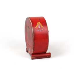 Wooden Desk Clock Silent Folk Art Red Floral Table - thumbnail 4
