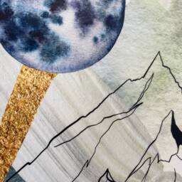 Wall Decal - Abstract Triangle Wall Decal Green Blue Watercolour Boho Mountain Moon Landscape Modern Art Sticker By Dizzy Duck - thumbnail 3