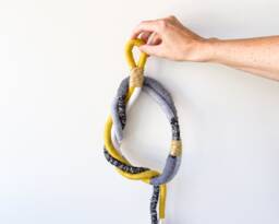 Boho Macrame Knot Wall Design, Knotted Fiber Art For Contemporary Home Decor, Wrapped Rope Hanging