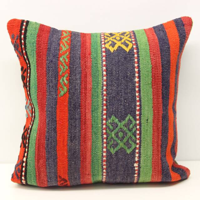Handmade Kilim Pillow Cover, Oriental Chevron Design - 18x18 Inch - image 1