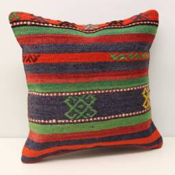 Handmade Kilim Pillow Cover, Oriental Chevron Design - 18x18 Inch - thumbnail 2