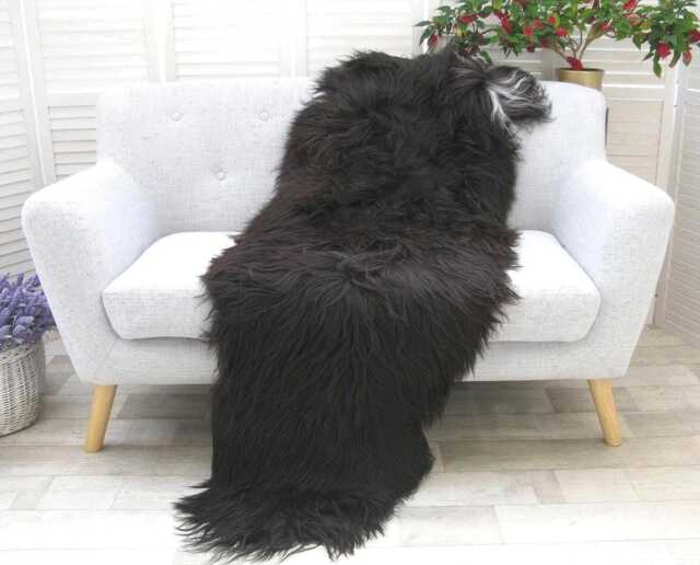 Large Icelandic Double Sheepskin Rug Brown Black Natural Wool, Lambskin - image 1