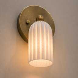 Alabaster Marble Wall Sconce With Cone Shade, Handmade Solid Brass Fixture, Handcrafted Luxury Lighting, Modern Light - thumbnail 3