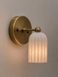 Alabaster Marble Wall Sconce With Cone Shade, Handmade Solid Brass Fixture, Handcrafted Luxury Lighting, Modern Light - thumbnail 1