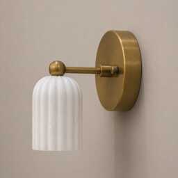 Alabaster Marble Wall Sconce With Cone Shade, Handmade Solid Brass Fixture, Handcrafted Luxury Lighting, Modern Light - thumbnail 2