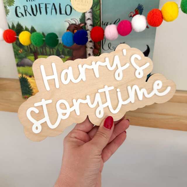 Personalised Storytime Sign, Library Book Corner Decor, Nook Childrens Room Nursery Wall Art - image 1