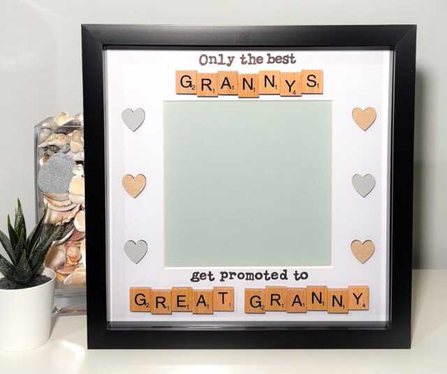 Only The Best Grannys Grans Get Promoted To Great Granny Gran Scrabble Art Photo Frame Present Gift Birthday Christmas Mother's Day - image 1