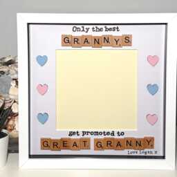 Only The Best Grannys Grans Get Promoted To Great Granny Gran Scrabble Art Photo Frame Present Gift Birthday Christmas Mother's Day - thumbnail 2