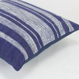 Vintage Hmong Indigo Pillow Cover - Batik Throw Cushion, 18x18 - thumbnail 3