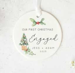First Christmas Engaged Ornament - Custom Names & Year 2025 - thumbnail 1