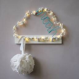 Personalised Cloud Night Light Pom Nursery Decor - thumbnail 1