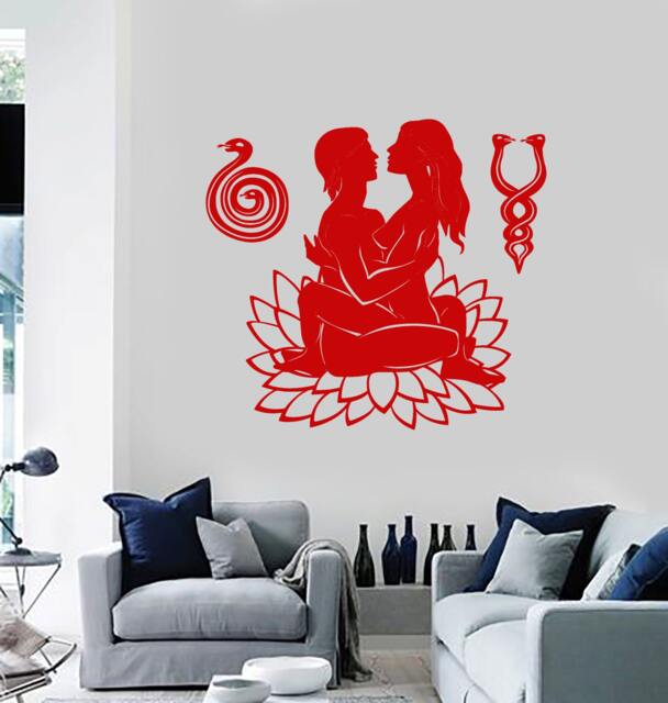 Wall Vinyl Decal Bedroom Decor Romantic Couple Love Lotus Flower Modern Home Ornament - #1004Da - image 1