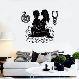 Wall Vinyl Decal Bedroom Decor Romantic Couple Love Lotus Flower Modern Home Ornament - #1004Da - thumbnail 3