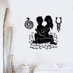 Wall Vinyl Decal Bedroom Decor Romantic Couple Love Lotus Flower Modern Home Ornament - #1004Da - thumbnail 2