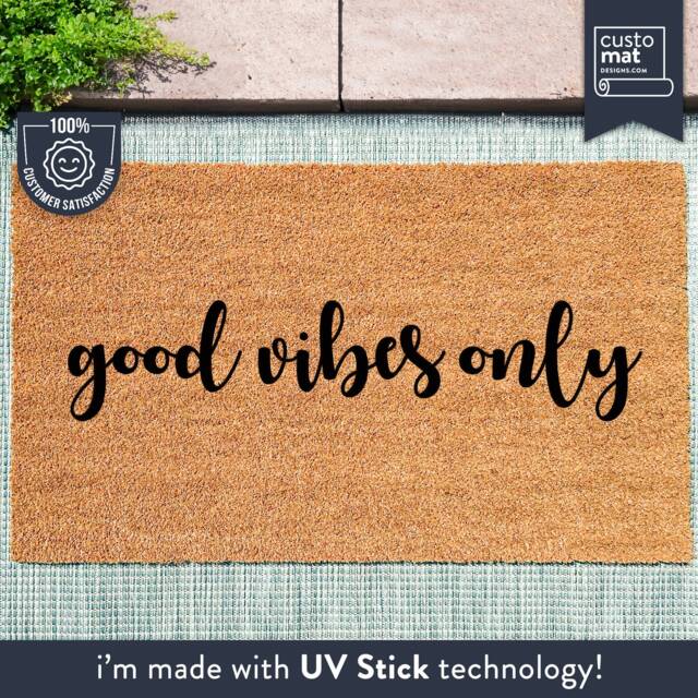 Good Vibes Only Quote - Welcome Door Mat Positive Coir Doormat - image 1