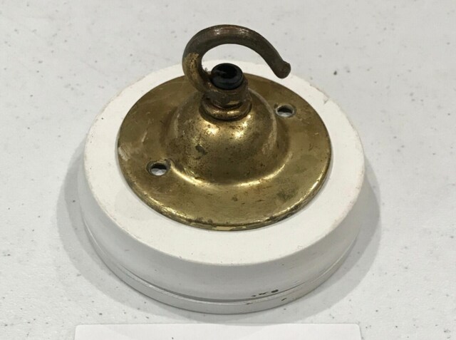 Brass Ceiling Hook Lamp Chandelier Light Wall Patras Wooden Mount Hanging Chain Antique Old - image 1