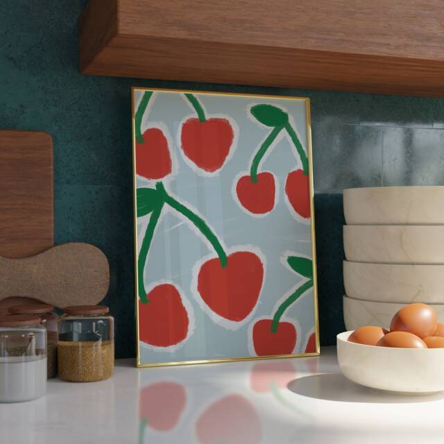 Cherry Print - Fruit Print Trendy Kitchen Prints Wall Art Dining Room Painting Poster - image 1