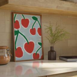 Cherry Print - Fruit Print Trendy Kitchen Prints Wall Art Dining Room Painting Poster - thumbnail 2