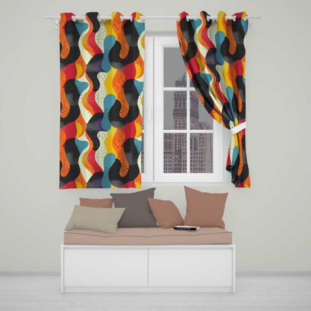 Abstract Organic Blob Shapes Dotted Texture Bold Colors Seamless Pattern Readymade Eyelet Ring Top Thermal 100% Blackout Curtains - image 1