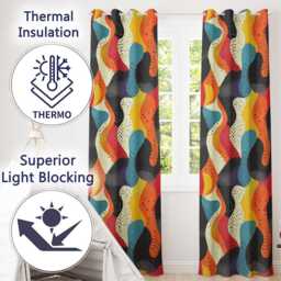 Abstract Organic Blob Shapes Dotted Texture Bold Colors Seamless Pattern Readymade Eyelet Ring Top Thermal 100% Blackout Curtains - thumbnail 3