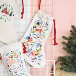 Personalised Robin Christmas Stocking, Gift, Santa Sack, Keepsake First Christmas, Eve Box, Linen Mum - thumbnail 3