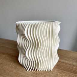Geometric Hexagon Indoor Planter Modern Wavy Design With Hidden Tray - thumbnail 3