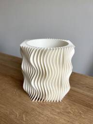Geometric Hexagon Indoor Planter Modern Wavy Design With Hidden Tray - thumbnail 1