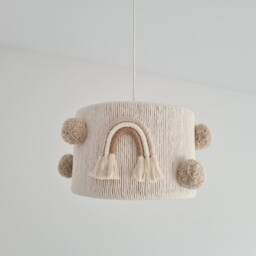 Neutral Nursery Lampshade Boho Rainbow Pompoms, Kids Room Lighting - thumbnail 3