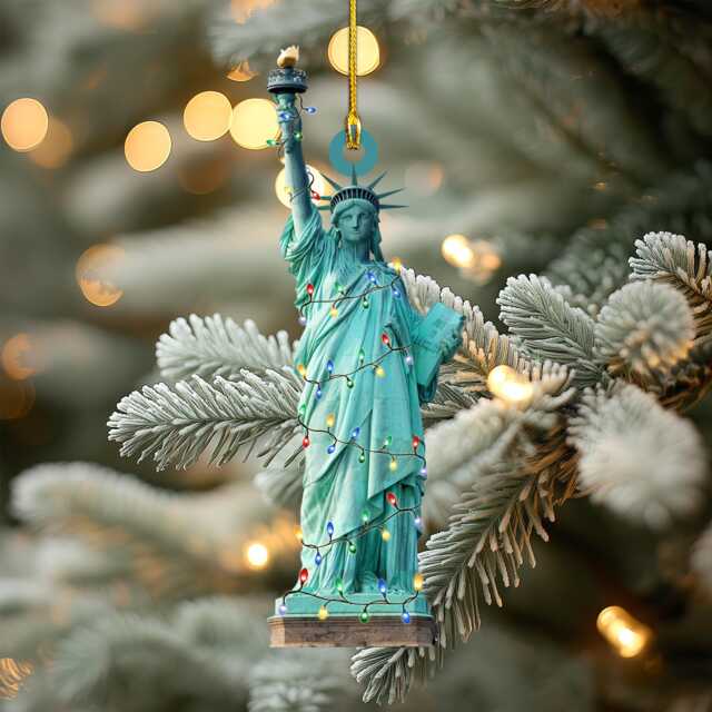 statue Of Liberty Personalized Ornament, Tree Hanging Decor Christmas Ornament Flat 2D Acrylic/Wooden - image 1