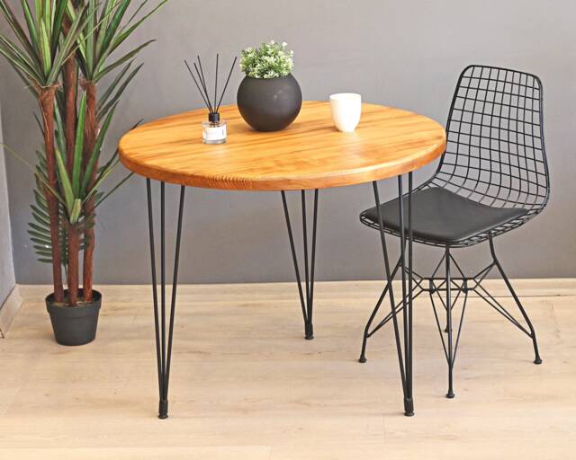 Round Kitchen Table - Reino/Small Dining Solid Wood Rustic Wooden Vintage Dine - image 1