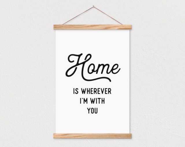 Home Is Wherever I'm With You - Modern Farmhouse Decor - Custom Frame - Entryway Sign - Stretched Canvas - Canvas Print - image 1