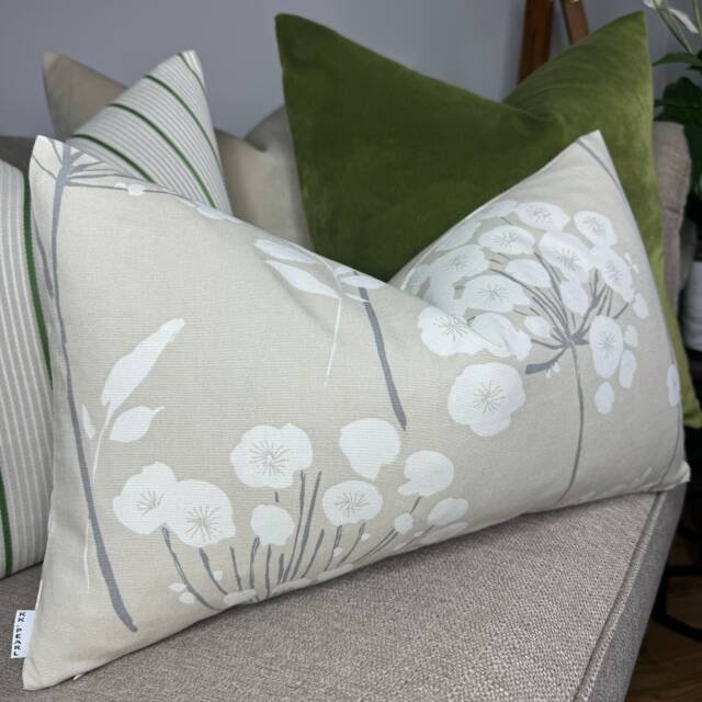 "Decorative Cushion Cover - Natural Pillow Floral Design Flowers For Chair/Sofa/Bed Countryside Home 12"" X 20" - image 1
