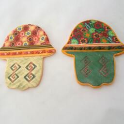Hamsa Polymer Clay Wall Art, Green Nursery Decor, Kids Room Hanging, Home Blessing, Spiritual Gift - thumbnail 4