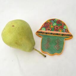 Hamsa Polymer Clay Wall Art, Green Nursery Decor, Kids Room Hanging, Home Blessing, Spiritual Gift - thumbnail 3