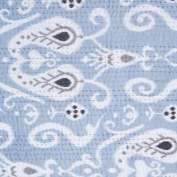 Blue Ikat Print Kantha Quilted Bed Set - Stripe Pattern Quilting, Sizes Available - thumbnail 4