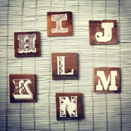 5x Alphabet Letters Wall Hanging On Reclaimed Barn Wood - Great For Baby Nursery - thumbnail 2