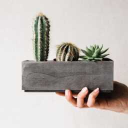Red Terracotta Concrete Planter Box - Minimalist Pot Succulent Plant Rectangular Nursery - thumbnail 4