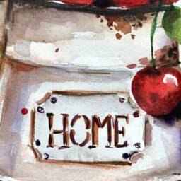 Cherries Original Painting Wall Art Home Decor Hauseearming Gift - thumbnail 3