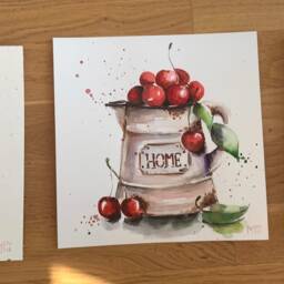 Cherries Original Painting Wall Art Home Decor Hauseearming Gift - thumbnail 2
