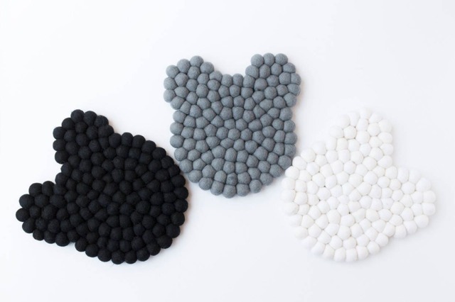 Bear Decor. Kids Bedside Lamp Mat. Scandinavian Decor. Nursery Theme Room Decor.felt Ball Mini Mat.bedside Table Decor - image 1