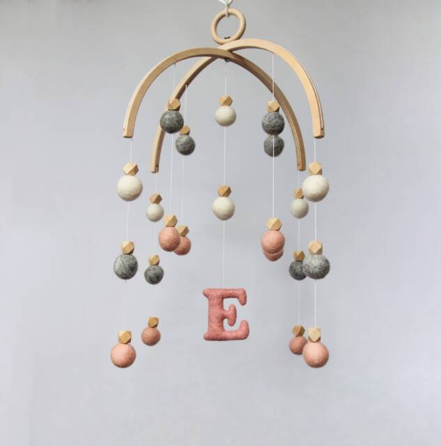 Baby Mobile Felt Balls - Pom Baby Nursery Neutral Neutral Nursery Crib For Girl Hanging Pink - image 1